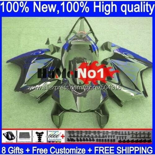 Interceptor For HONDA VFR800RR blue flames 2002 2003 2004 2005 2006 130MC.43 VFR800 VFR 800RR 800 RR 07 08 09 10 11 12 Fairing