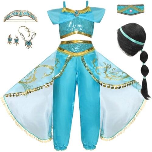 Princess Cosplay Dress Up for Girls Kids Dresses For Girls Halloween Fantasy Top Pants 2pcs Set Lace Costume Sleeveless Dresses