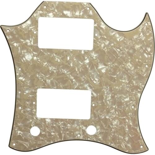 Pleroo Custom Guitar Parts - For SG Full Face Guitar Pickguard Scratch Plate With PAF Humbuckers , 4 Ply Parchment Pearl