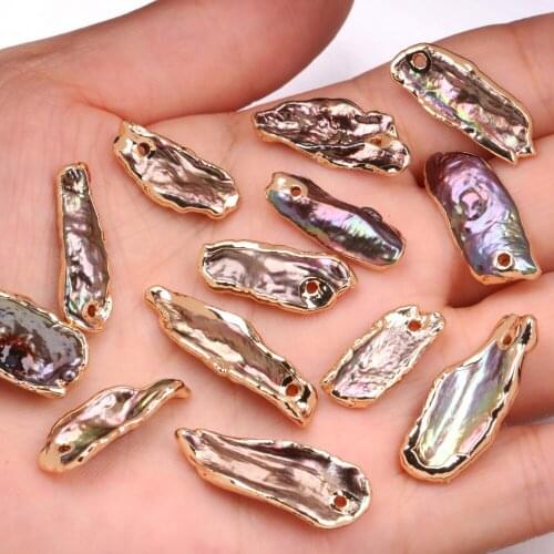 Natural Freshwater Pearl Pendant irregular Double hole connector Pendants for Jewelry Making DIY Bracelet Necklaces Accessories