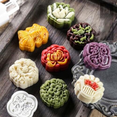 Mid-Autumn Festival 50g Mooncake Mold 3D Rose Flowers Design Cookie Stamp Moon Cake Mold Stamps DIY Decoration Mooncake Molds