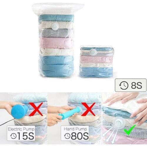 Transparent Vacuum Bags For Clothes Space Saving Storage Zip Bags Vacuum Seal Compressed Organizer For Clothes Apparel Bedding