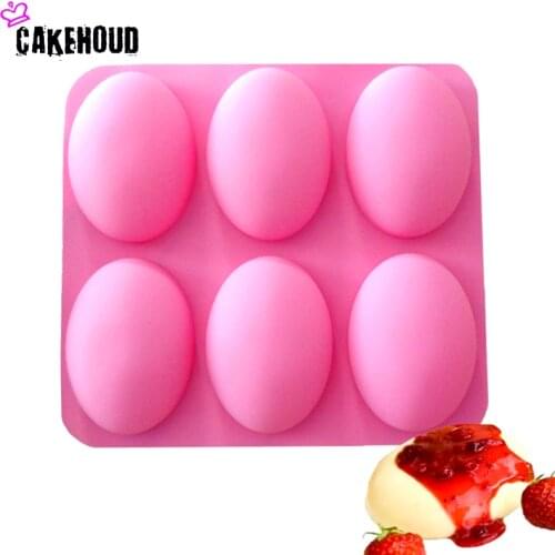 DIY 6-hole Silicone Oval Goose Eggs Shape Cake Mold Baking Soap Chocolate Pudding Jelly Candy Cookie BiscuitTool Bakeware Pan