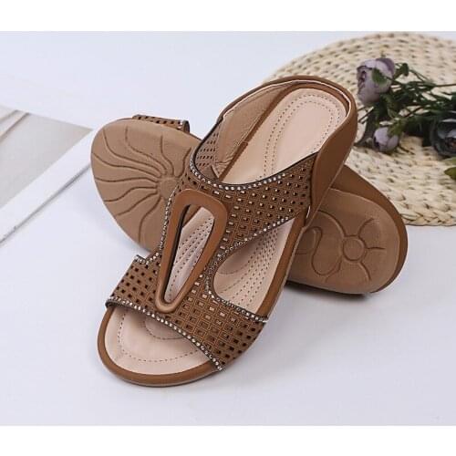 Summer Slippers Women Shoes Retro PU Braided Platform Sandals Ladies Flip Flops Soft Comfort Beach Shoes Female Slides Casual43