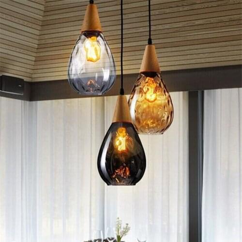 Nordic Glass Pendant Light LED Water Droplets Vintage Home Decorate Bedside Hanging Lamps Creative Living Room Light Fixtures