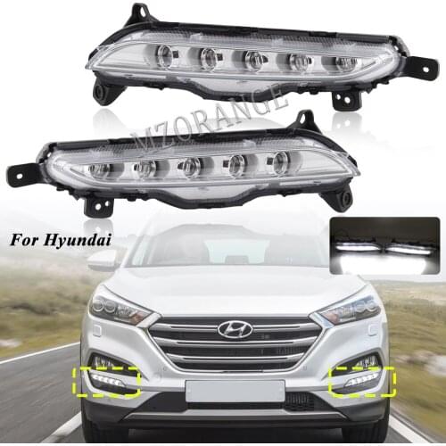 LED DRL Headlight Daytime Running Light For Hyundai Tucson 2015 2016 2017 2018 Daylight 12V LED Daytime Driving Lamp Headlights