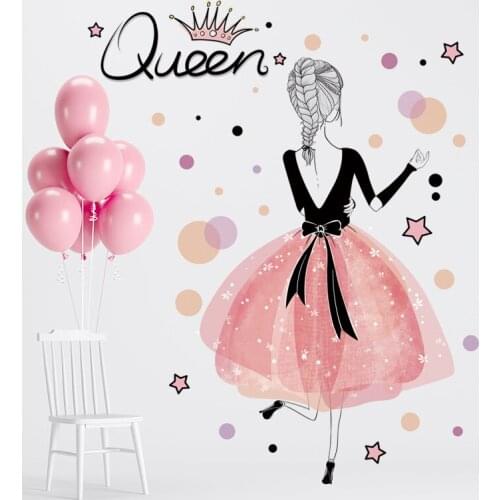 The Queen Pretty Girl DIY Vinyl Decorative Murals Wall Stickers Home Decor Decals Girl Bedroom Living Room Decoration Wallpaper