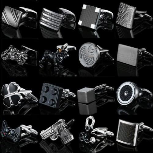 High Quality Mens Cufflinks French Shirt Cuff Button Black Laser Metal Sleeve Stud Jewelry Clothes Accessories For Geometric