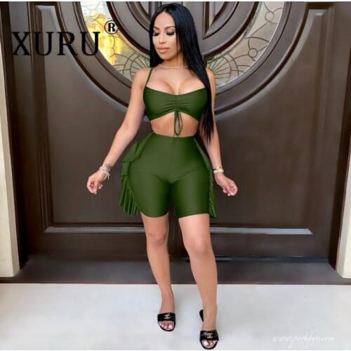 XURU European and American Ladies Sling Short Jumpsuit, Spring and Summer Cropped Open Back Sports Jumpsuit