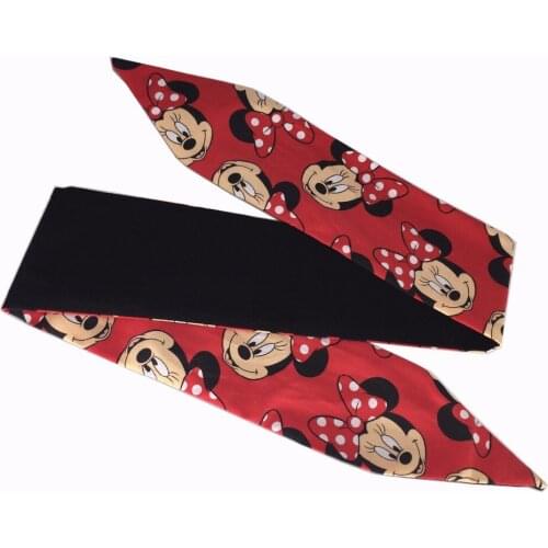 Women vintage pinup style bandana in red black mouse pattern tie bow scarf hair accessories band wire wrap