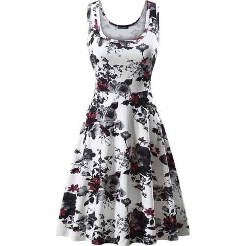 Women Summer Casual Halter Sun Flower Plum blossom Print Sleeveless Beach Knee Length Dress Pleated Sweet Lady Dress