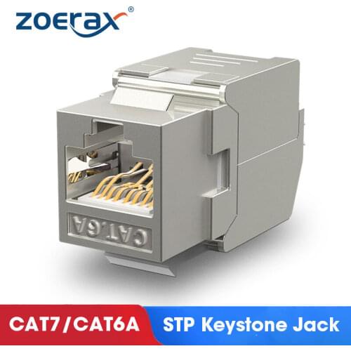 ZoeRax RJ45 CAT 7 Tool-Less STP Shielded Keystone Jack, Cat7 Keystone Zinc Alloy Module Coupler Adapter Wall Plate