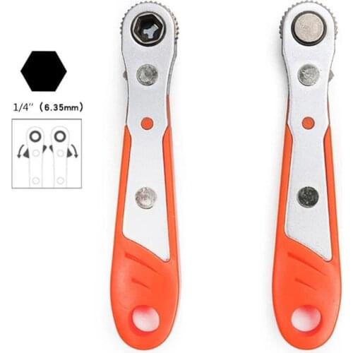 1pc Mini portable Screwdriver Ratchet Handle Adjustable 1/4 inch Hex Drive Bits and Socket Handle for Household Tool