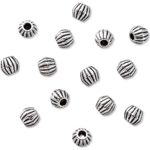 100Pcs Tibetan Antique Silver Color Bicone Spacer Beads for DIY Jewelry Making Findings 4x4.5mm hole: 1mm