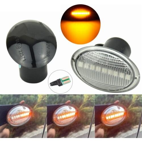2PCS Dynamic Led Side Marker Turn Signal Indicator Light For Fiat 500 Ford KA Lancia Lybra Ypsilon Maserati GranCabrio Granturis