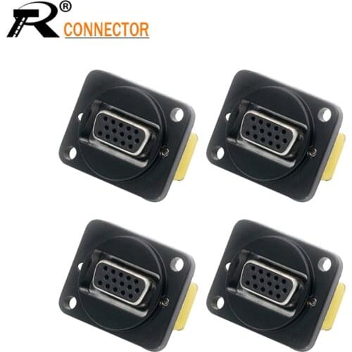 4Pcs/Lot DB-15P/VGA-15P VGA Dual-pass Panel Socket D-type 15Pin Solder-Free Signal Extension Converter