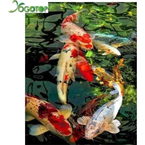 5d Diamond Painting Koi Fish Graph DIY 3D Diamond Embroidery sale full square round drill Mosaic picture animal wall art YY1161