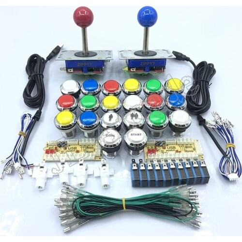 Arcade jostick botones Zero Delay Arcade cabinet DIY kit for 5V led push button ZIPPY Joystick 1 & 2 player COIN START button