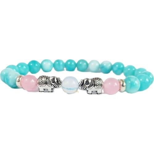 Classic Natural Stone Buddha Charm Bracelet For Women Chic Silver Color Elephant Beads Bracelets Fashion Men Jewelry
