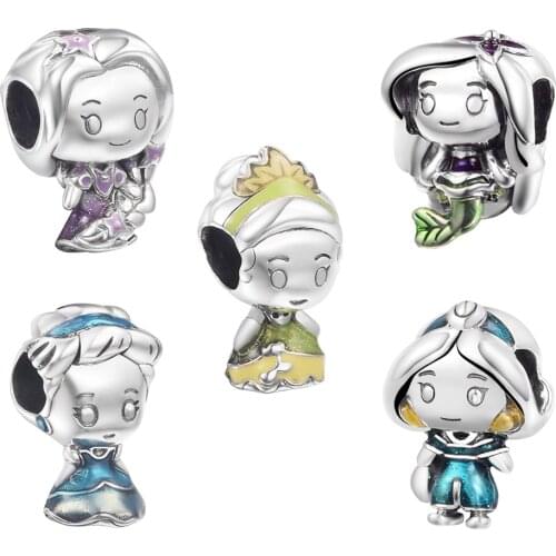 2021 New 925 Sterling Silver Jasmine Mermaid Princess Collection Charm Beads Women Jewelry Gift Fits Pandora Bracelet Berloque