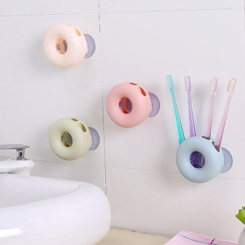 Toothbrush Cup Holder Bathroom Accessories Suction Cup Type Toothpaste Storage Holder Wall Mount Rack Bathroom Shelves Tools 1Pc