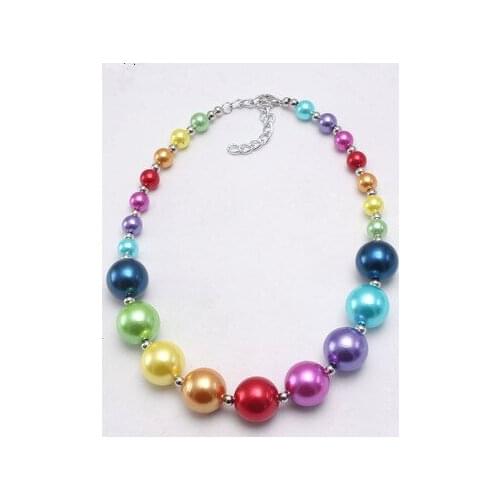 New fashion Rainbow imitation pearl children necklace For child Accessories jewelry wholesale