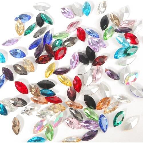 Hot Colorful Glass Crystal Rhinestone Horse Eye Shape Glue On Rhinestone Beads Handicraft DIY Clothing Wedding Dress Accessories