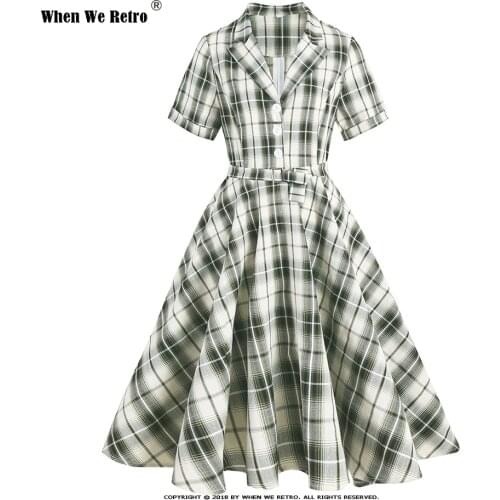 Hepburn Retro Short Sleeve Large Swing Summer Dress VD1996 50s 60s British Women Green Blue Vintage Dresses Robe Femme