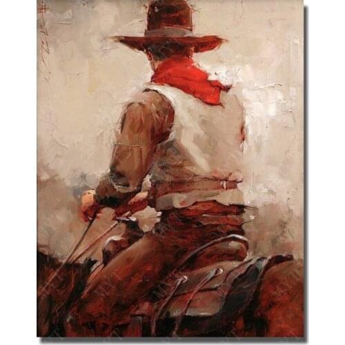 Artist Painted Ride Horse Man Wall Pictures For Living Room Figure Oil Painting Handpainted Cheap Modern Paintings No Framed