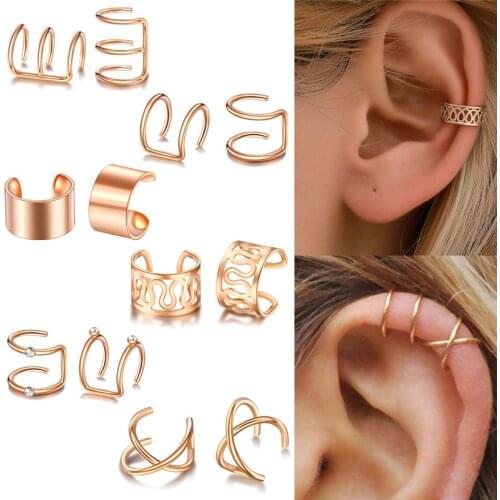 Ear Cuff Gold Leaves Non-Piercing Ear Clips Fake Cartilage Earring Jewelry For Women Men Wholesale gifts