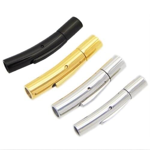 2pcs 316L Gold/Black Color Stainless Steel Jewelry Connector 2/3/5/8/10/12mm Hole Clasps For DIY Leather Cord Necklaces Bracelet