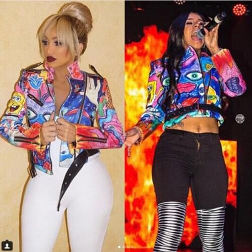 Spring Womens Jackets Retro Floral Printed Coat Female Long Sleeve Outwear Clothes Short Bomber Jacket Tops Y352