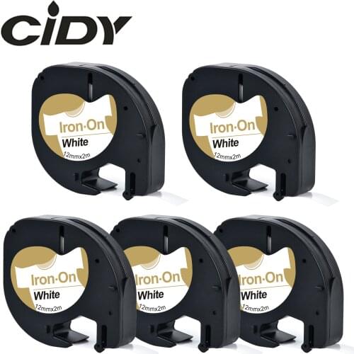 Fabric Iron-on Label LT 18771 18768 18769 18770 LT18769 black on white 12mm*2m compatible Dymo Letratag Tape 91201 for LT-100H