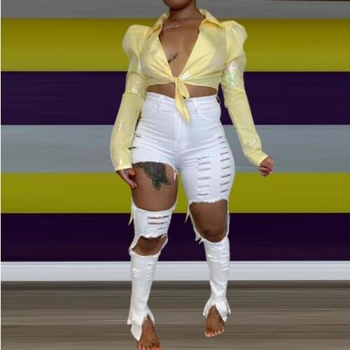 2020 Hot sale ripped jeans for women sexy skinny denim jeans fashion street casual pencil pants female spring summer clothing