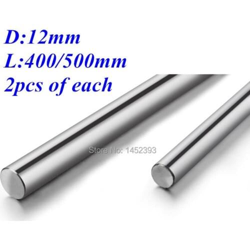 Linear Shaft 12mm 400mm / 500mm each 2 pcs chrome plated Cylinder Linear Rail Round Rod Shaft Linear Motion Shaft CNC parts