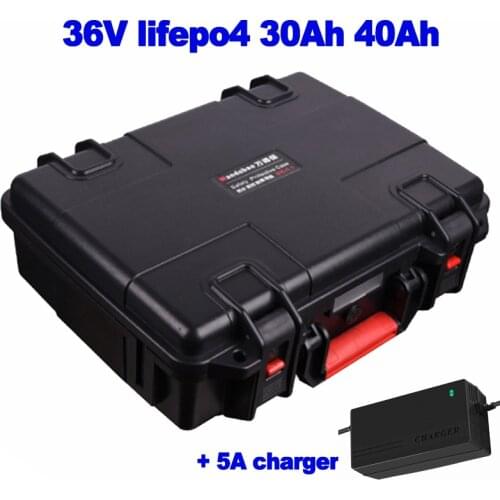 Lithium iron phosphate waterproof 36v LiFePo4 battery pack 30Ah 40Ah for Wheelchair lawn mow Disinfection Sprayer + 5A Charger