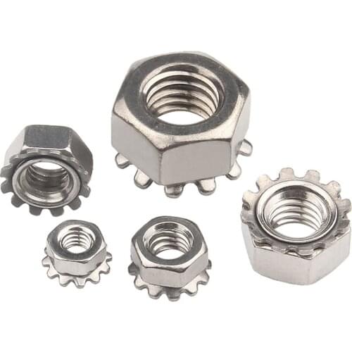 M3 M4 M5 M6 M8 M10 304 Stainless Steel K Nut Toothed Serrated Washer Gasket Lock Hexagon Hex Nut K Cap Flower Tooth Nut