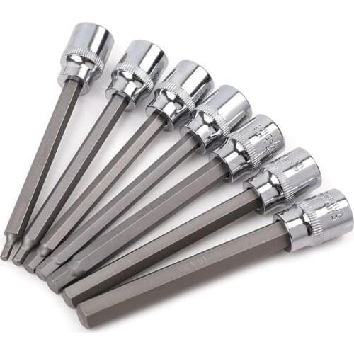 Makita 7pc 3/8 Extra Long Socket Set 110mm Socket Adatper for Torque Socket Wrench Hex Allen Key Screwdriver Bit Set 3-10mm