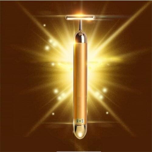 Slim Face 24k Gold Vibration Facial Beauty Roller Massager Stick Lift Skin Tightening Wrinkle Bar Face Gift / by dhl 200pcs