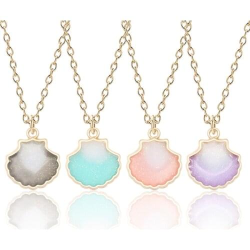 Fashion Creative Marine Wind Color Drop Oil Shell Necklace Personality Girl Metal Trend Jewelry Jewelry Student Daily
