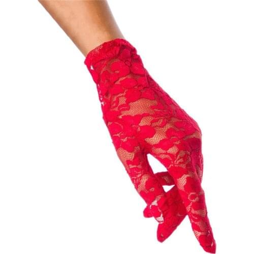 Neon Short Fishnet Party Sexy Gloves Women Lady Lace Mittens Accessories Sunscreen Summer Full Finger Girls Lace Fashion Gloves