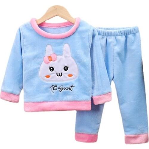 New Winter Pajamas Baby Girl Clothes Children Fashion Cartoon Warm T-Shirt Pants 2Pcs/Sets Toddler Casual Costume Kids Sleepwear