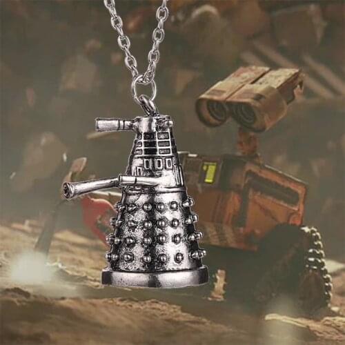 Dalek Necklace Alien Robot Machine Time Lord Antique Silver Color Who Pendant Vintage Retro Movie Jewelry Cosplay Wholesale