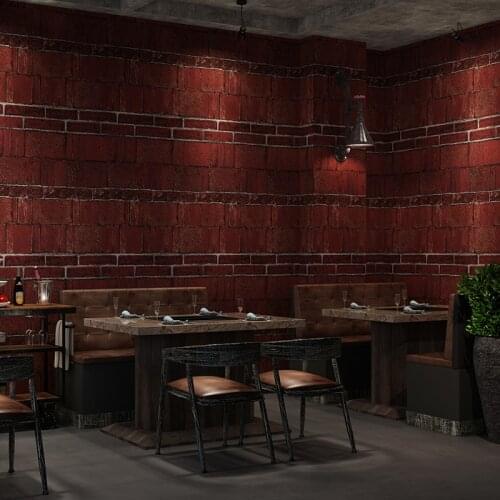 Retro 3D Red Brick Pattern Wallpaper Antique Brick Industrial-Style Restaurant Hotel Barber Shop Wallpaper papel de parede