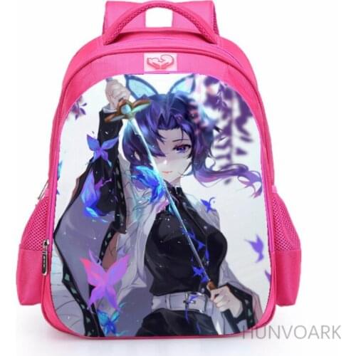 16 Inch Demon Slayer 3D Printing Children School Bags Orthopedic Backpack Kids Boys Girls Mochila Infantil Cartoon Bags