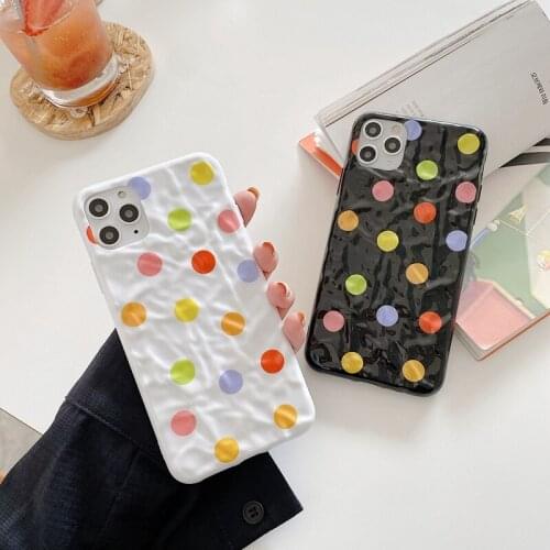 Luxury Tin Foil Colorful Polka Dots Phone Case For iphone 11 12 Pro Max XS Max XR X SE 2020 7 8 Plus 12 Mini Silicone Case Cover