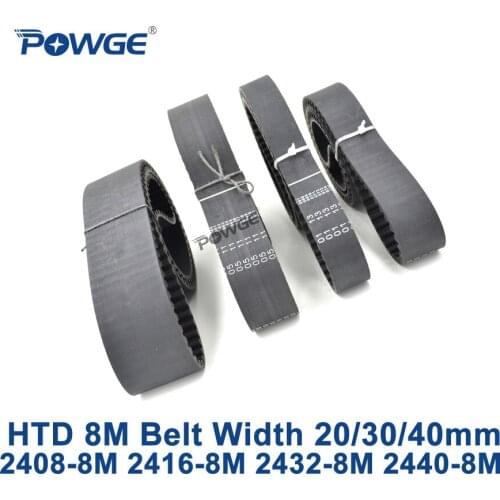 POWGE HTD 8M synchronous Timing belt C=2408/2416/2432/2440 width 20/30/40mm Teeth 301 302 304 305 HTD8M 2408-8M 2416-8M 2440-8M