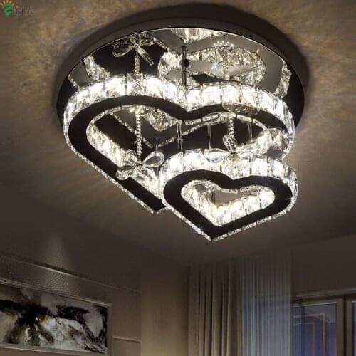 Modern Lustre Crystal Dimmable Led Ceiling Lights Chrome Mirror Steel Bedroom Led Ceiling Lamp Living Room Ceiling Light Fixture