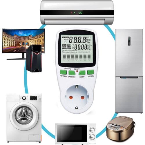 Digital LCD Intelligent AC Power Meter Wattmeter Billing Socket Energy Meter KWh Voltage Current Frequency Electricity Monitor