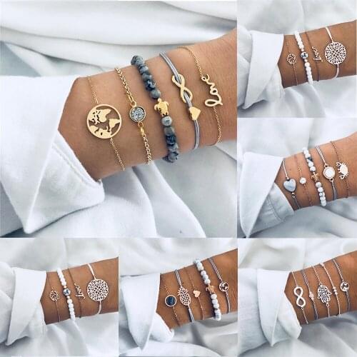 Yobest 2019 New Product Arrow Knot Round Crystal Multilayer bead chain Bracelets Bangles Pink Fashion Party Jewelry